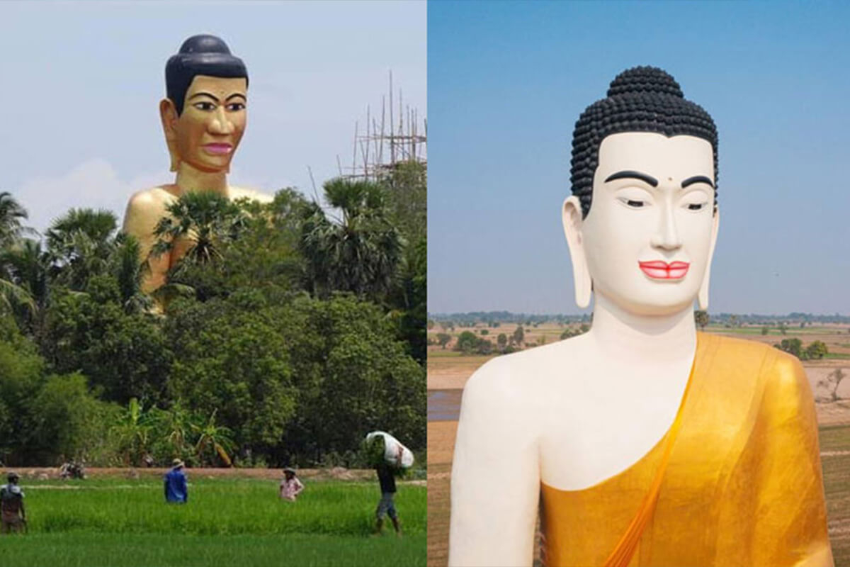 ポーサットの巨大仏像、顔への批判を受けて再建