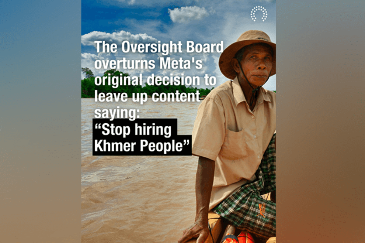 タイ語の「クメール人を雇うな」投稿、Meta監督機関が削除判断