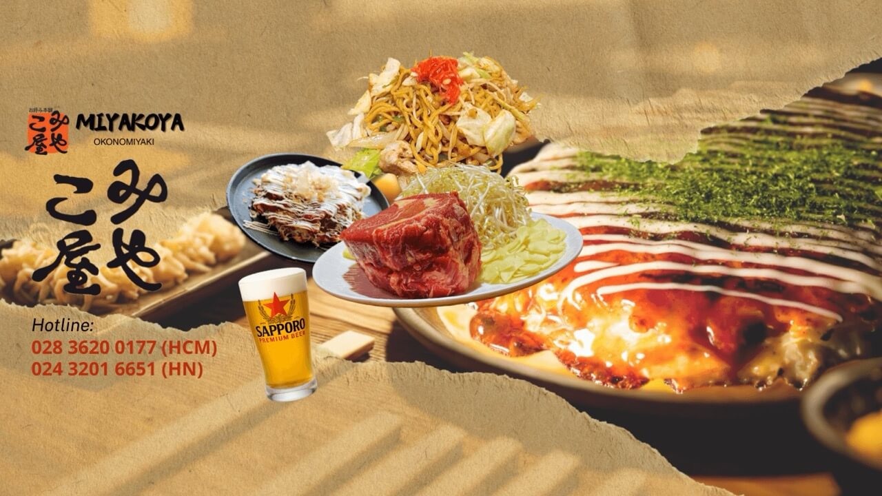 お好み本舗みやこ屋 ハノイ店のお好み焼きと鉄板料理の写真