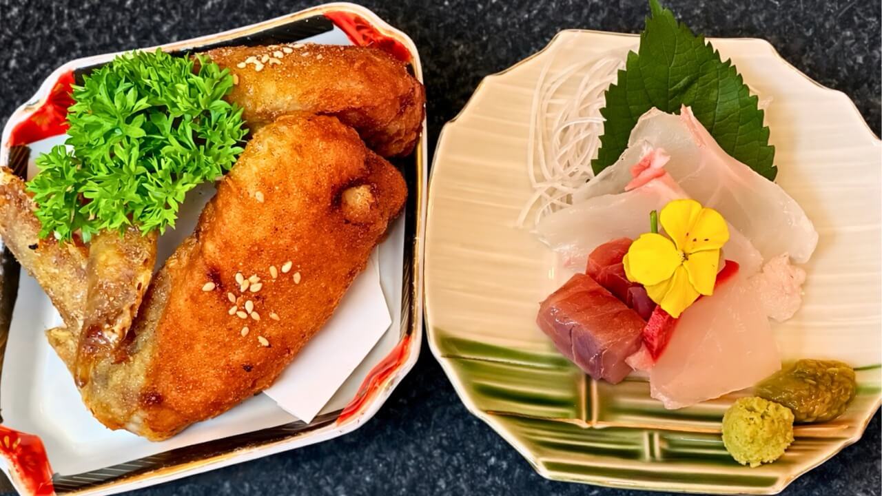 もてなし居酒屋みけそんの手羽先と店内の写真
