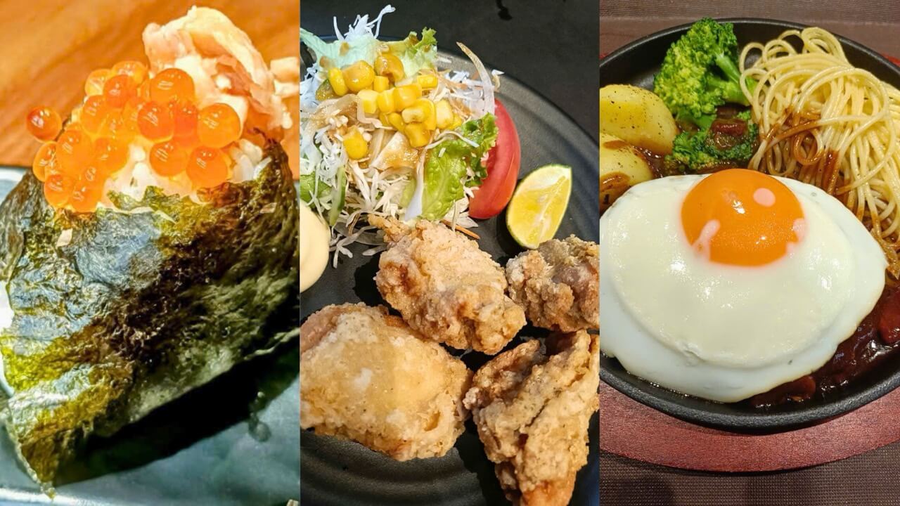 おやじ食堂の定食と店内の雰囲気がわかる写真