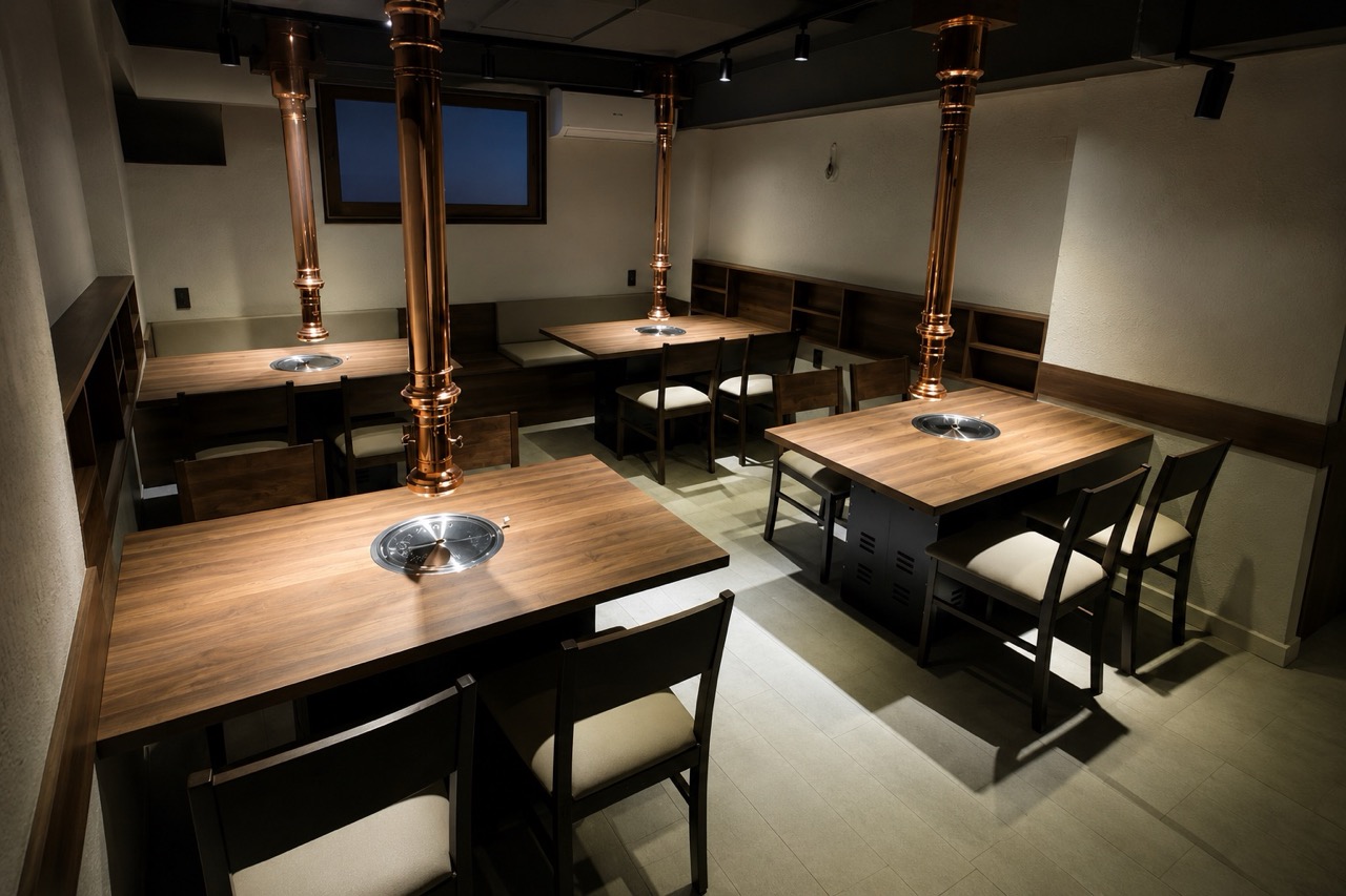 和モダンで落ち着いた焼肉おもちの店内