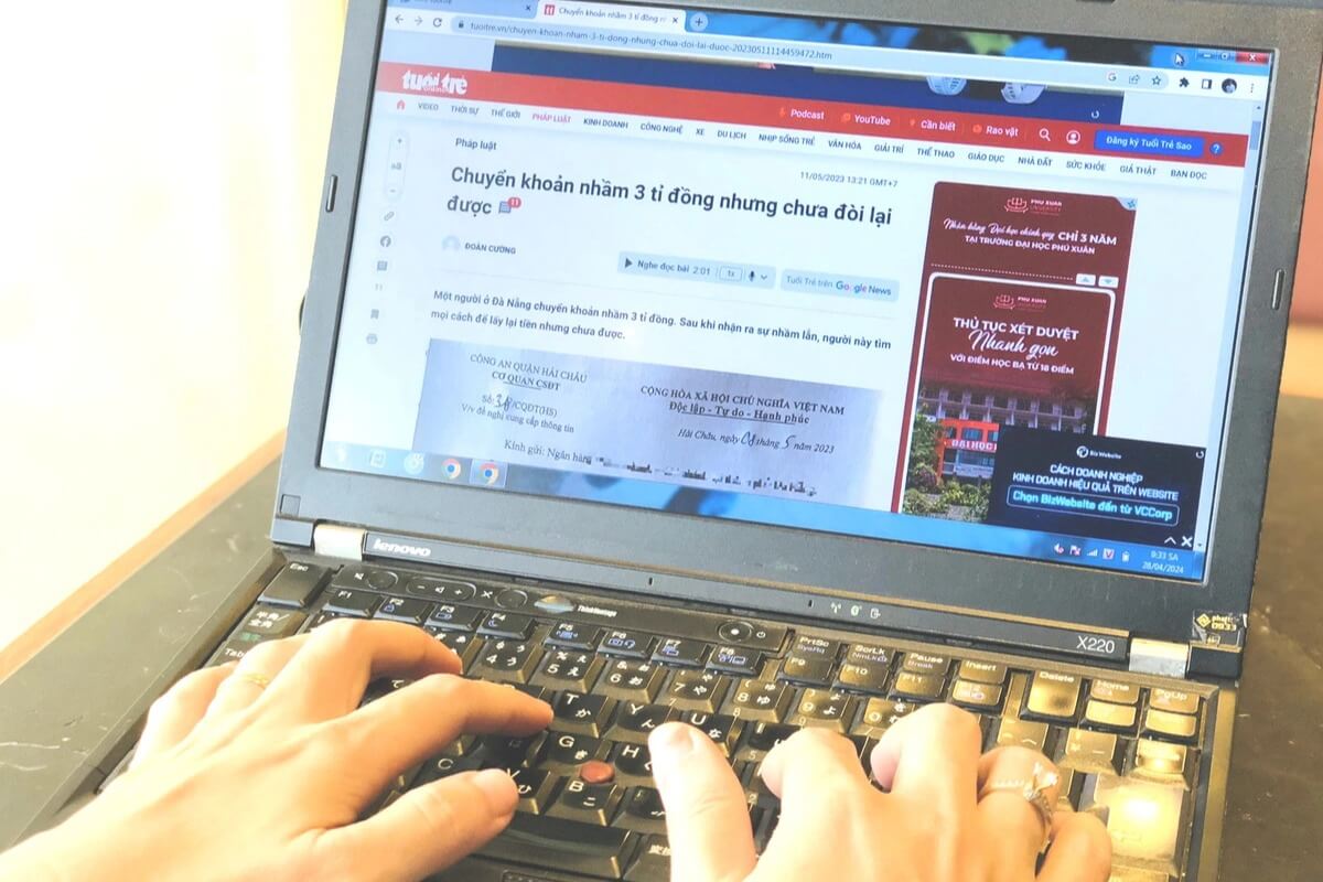 誤送金3億ドンの返金を拒否、男性に懲役2年の実刑