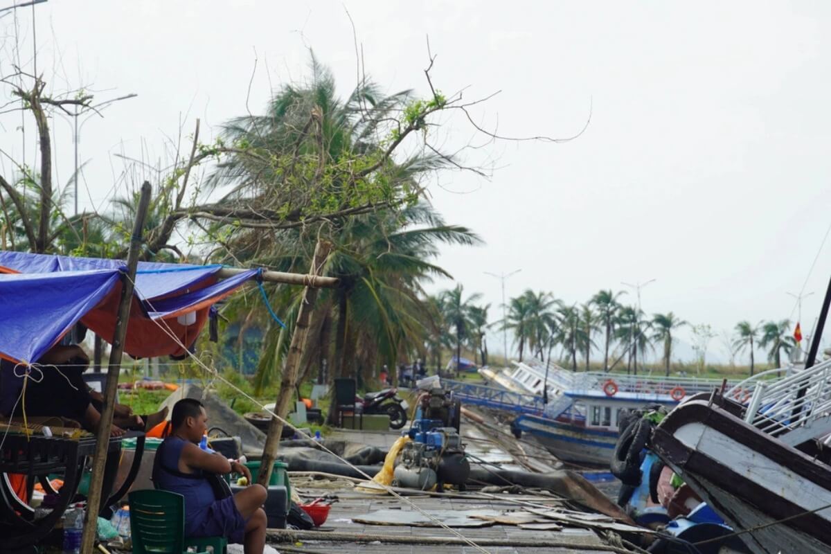 台風ヤギから2週間、今も残るハロン湾の沈没船