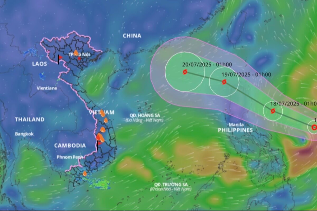 フィリピン東方沖の熱帯低気圧、ベトナム北部で大雨の恐れ