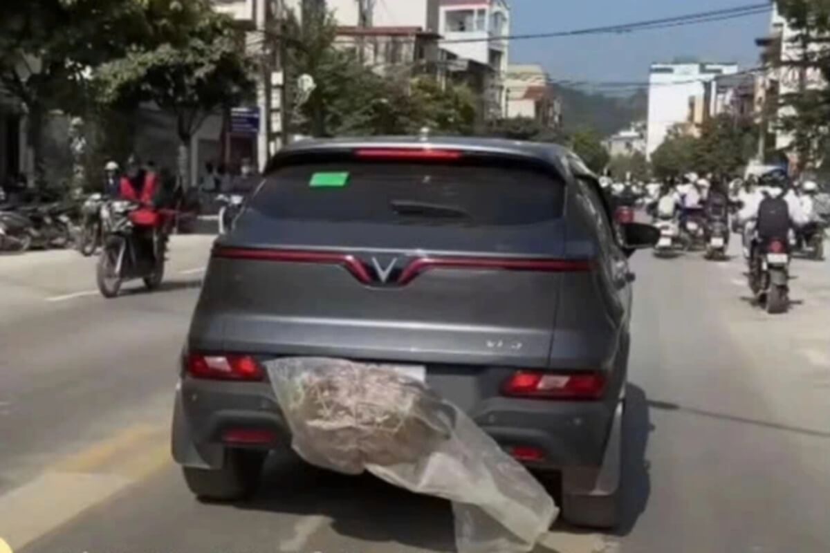 ナンバープレートを鶏カゴで隠蔽、ベトナムで運転手に罰金処分